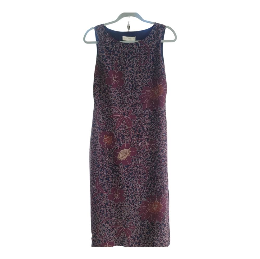 Petite Sophisticate Floral-Burgandy Maxi Dress Size 6 Vintage 90s Y2K U-Neck